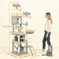 thumbnail image 2 of Large Light Grey Cat Tree - 76" Multi-Level Tower with Scratching Posts, Plush Beds & Condos for Indoor Cats - Living Room, Bedroom, Multi-Cat Home, 2 of 6
