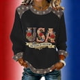 thumbnail image 2 of Women’s Long Sleeve Crewneck Top USA Graphic Print Casual Loose Fit Pullover Sweatshirt 250 Years of Freedom Design Black L, 2 of 3