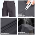 thumbnail image 4 of FEN AI Men Outdoor Casual Shorts Expandable Waist Quick Dry Cargo Fishing Short Water Resistant Lightweight Workwear Grey, 4 of 9