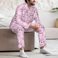 thumbnail image 7 of Honeii Rabbit Face Pattern Mens Pajamas Set,2pcs Men's Lounge Long Sleeve Sleep Shirt and Pajama Bottoms Sleepwear Set,Mens Pjs Sets-Large, 7 of 7