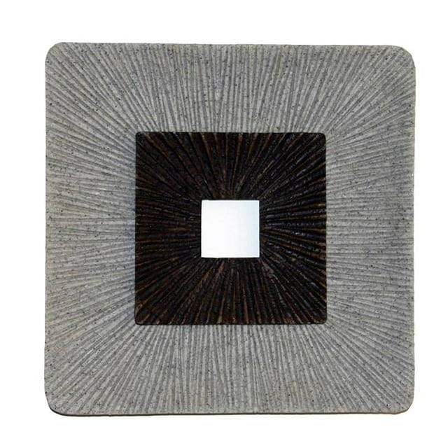 Benzara BM205833 Square Shaped Wall Decor with Ribbed Details, Brown & Gray - Small