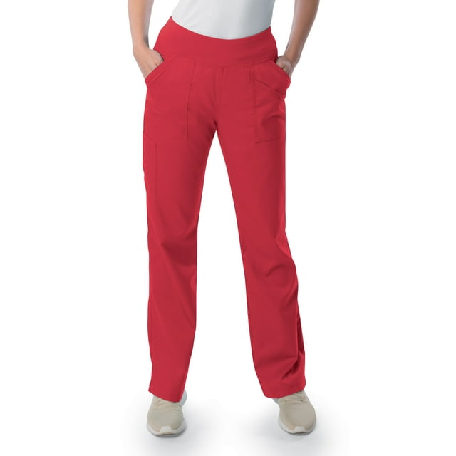 Landau ProFlex Pantalon D\'uniforme Médical pour Femmes, 4 Poches, Coupe Moderne, Taille Extensible pour Yoga, Jambe Droite, Noir
