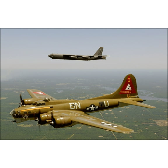 24"x36" Gallery Poster, B-17G Flying Fortress and a B-52H Stratofortress bomber