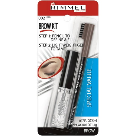 Rimmel Brow This Way Eyebrow Gel w/ Professional Eyebrow Pencil, Clear Gel and Hazel Brow (Best Way To Tweeze Your Eyebrows)