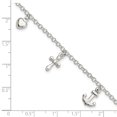 thumbnail image 2 of FJC Finejewelers 925 Sterling Silver Cross, Anchor, Heart Bracelet 7.5 Inches x 9 mm, 2 of 6