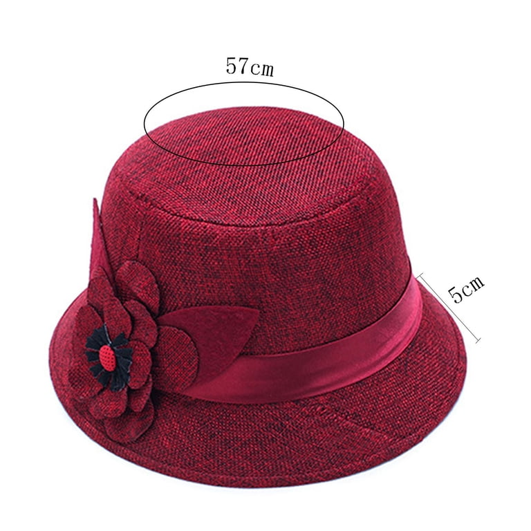 Vintage Linen Cotton Gatsby Hat with Floral Derby Cloche Bucket Vijiv Women main image 3