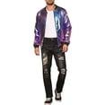thumbnail image 2 of Lars Amadeus Metallic Varsity Jacket for Men's Zip Up Long Sleeves Holographic Jacket, 2 of 5