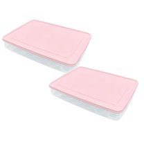 Deviled Egg Containers with Lid, (Set of 2), Stackable Deviled Egg Carrier for 48 Eggs, Clear Egg Holder for Fridge with Lid, Portable Plastic Deviled Egg Tray for Party, Easter Eggs Tray, Pink