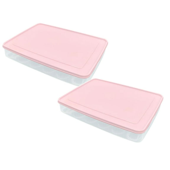 Deviled Egg Containers with Lid, (Set of 2), Stackable Deviled Egg Carrier for 48 Eggs, Clear Egg Holder for Fridge with Lid, Portable Plastic Deviled Egg Tray for Party, Easter Eggs Tray, Pink