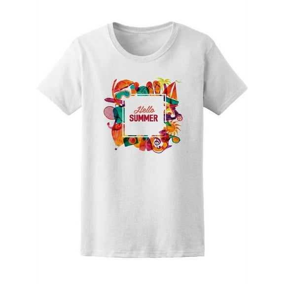 Colorful Beach Hello Summer T-Shirt Women -Image by Shutterstock, Female XX-Large