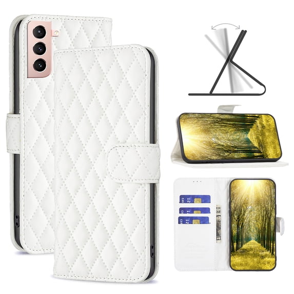 TECH CIRCLE Fit for Samsung Galaxy S21 (6.2 inch) Wallet Case with ID Credit Card Slots & Cash Pocket,Premium PU Leather Shockproof Magnetic Flip Kickstand Phone Cover,White