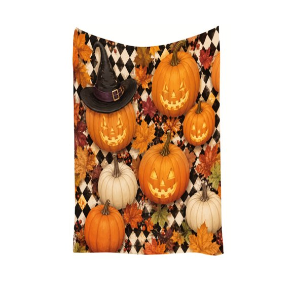 Halloween Blanket 39.4x27.6in Flannel Throw Halloween Themed for Couch Bedroom Decor by OVFUIZ