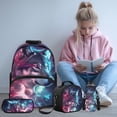 thumbnail image 2 of Yspwyqan Galaxy Wolf 4Pcs Kids Backpack Set with Lunch Box Pencil Case Water Bottle, 17 Inch Lightweight Cosmic Space Bookbag for Elementary Middle School Travel Hiking, 2 of 7