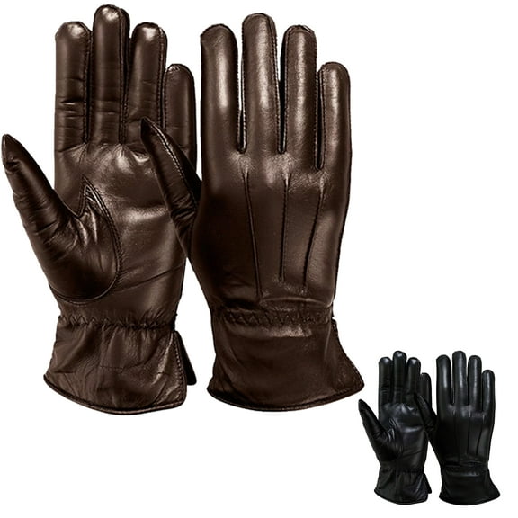Luxury Ladies Winter Gloves Lined Warm Thermal Leather Womens Gloves For Cold Weather Black Small