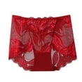 thumbnail image 4 of Gibobby Bikini elástico algodón Bragas sexys para mujer Bragas levantamiento cadera huecas cintura media encaje (Rojo, L), 4 of 5