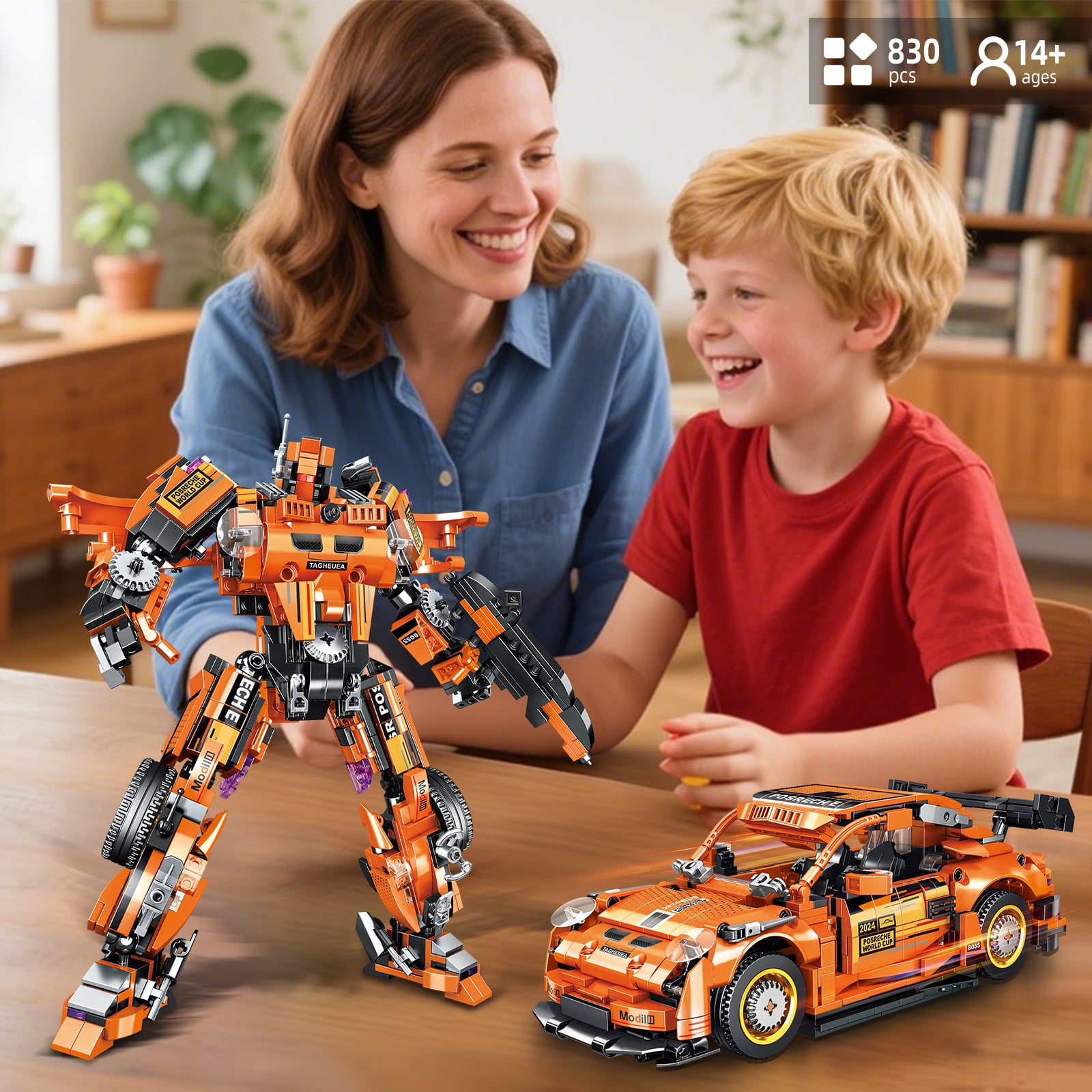 2 in 1 Transforming Mech Robot Building Toy Set, Compatible with Lego Car, 830 PCS Racing Car Building Blocks Kit for Adults, Construction Truck Vehicle Educational Gift Toy for Teens Boys 14+