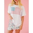 thumbnail image 5 of Biezeib Women's 4th of July Tops Casual Short Sleeve Round Neck Flag/Bow Print T-Shirts Streetwear Blouses, 5 of 6