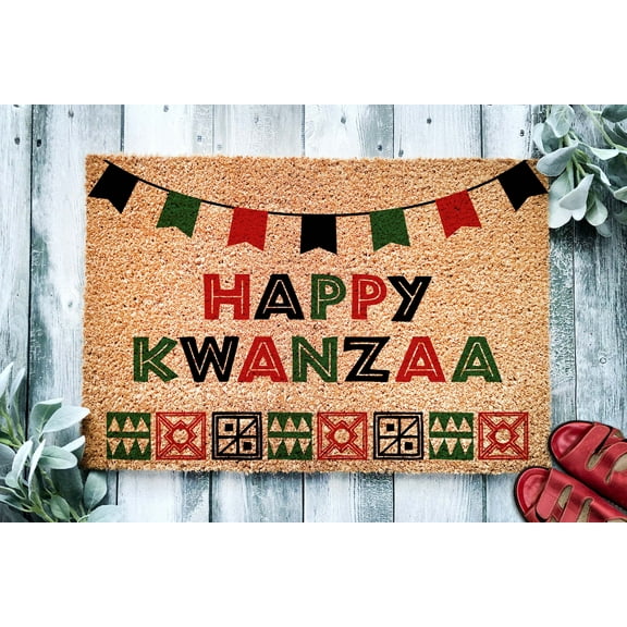 Happy Kwanzaa Door Mat | Kwanzaa Holiday Celebration Doormat | Kwanzaa Gift | Welcome Mat | Celebrate Heritage