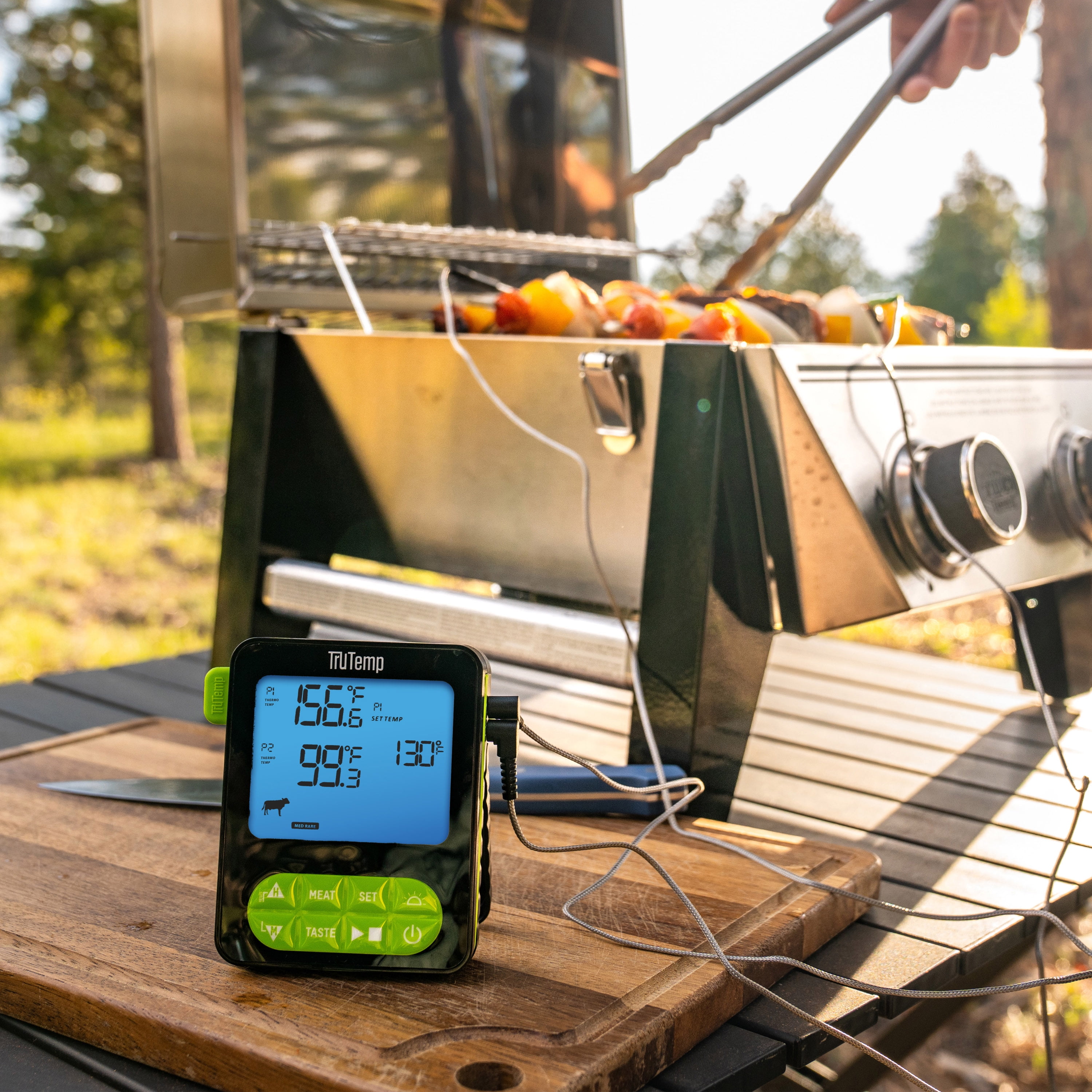 TruTemp Digital Dual Probe Programmable Meat Thermometer for Grilling, Smoking, & Cooking, Green