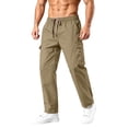 thumbnail image 2 of Cargo Pants For Men Elastic Waist Casual Outdoor Straight Leg Pants Regular Fit Trousers with Multiple Pockets, 2 of 5