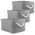 thumbnail image 1 of Boîtes de Rangement Pliables, Grands Paniers en Tissu, Lot de 3 (Gris, Moyen), 1 of 6
