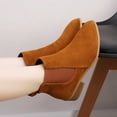 thumbnail image 7 of Women's Plus Size Ankle Boots Round Toe Mid Block Heel Side Zipper Soft Suede Short Booties Versatile Daily Dress Shoes Brown 6(37), 7 of 7