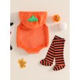 thumbnail image 5 of RUINIXCW Newborn Baby Boy Girl Halloween Pumpkin Costume Infant Baby Boys Girls Fall Winter Clothes Sleeveless Hooded Zipper Fleece Romper with Leg Warmers Set Toddler Halloween Cosplay Outfits, 5 of 9