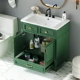 thumbnail image 2 of 30'' Bathroom Vanity with Resin Sink, Solid Wood Frame Bathroom Storage Cabinet with Soft Closing Doors, Retro Style, Green (Same as SW000118AAF), 2 of 9
