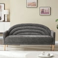 thumbnail image 3 of 65" W Three-seater sofa Modern Trending and Youthful Rainbow Design Upholstered Fabric Sofa Decor Furniture for Living Room, Bedroom, Office GREY, 3 of 9