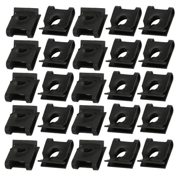 25pcs Fit M5/ST4.8 Screw 65Mn Steel Speed Fastener U Nut Black 14.5mm x 12mm