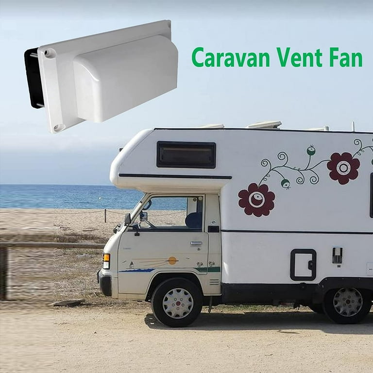 AUTOXBERT RV Side Vent Fan, 25W 12V Small Vent Ventilation Exhaust Fan for  RV Motorhome Caravan Camper, White