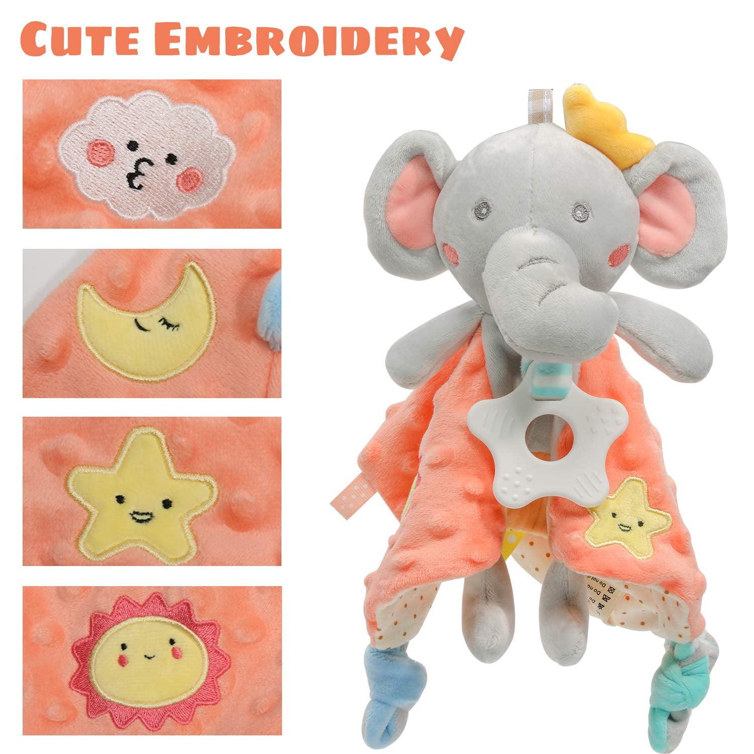 EXCEART Baby Infant Newborn Soothing Towel Stuffed Animal Security Blanket Toy with Tags 