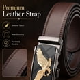 thumbnail image 4 of TRISJEM Men's Eagle Ratchet Belt with Automatic Buckle, 1.38" Composite Leather Dress Belt, Adjustable Cut-to-Fit Big and Tall Belt for Jeans and Pants, Black or Brown, Waist 33"-61", 4 of 8