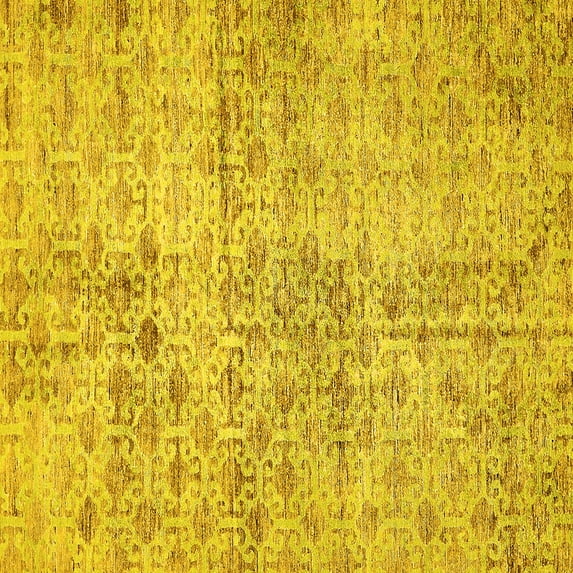 Ahgly Company Indoor Square Abstract Yellow Modern Area Rugs, 5' Square