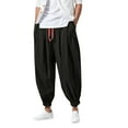 thumbnail image 1 of Pantalones holgados y anchos de estilo informal para hombre: pantalones elásticos de color liso para uso diario y al aire libre, 1 of 3
