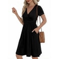 thumbnail image 4 of UVN Vestidos para Mujer con Escote en V Profundo, Manga Corta, Vestido Veraniego Midi para Fiesta con Bolsillo, 4 of 9
