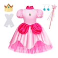 thumbnail image 3 of Vestido de princesa melocotón para niña, disfraz de Halloween, ropa de actuación de escenario para niños, trajes de fiesta de Carnaval de cumpleaños, 3 of 5