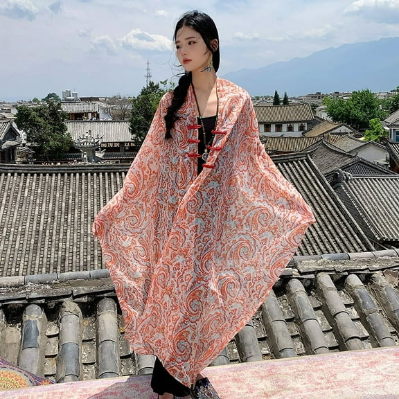 Zhuge Buttons Jacquard voile Women Wrap Shawl Scarves,G