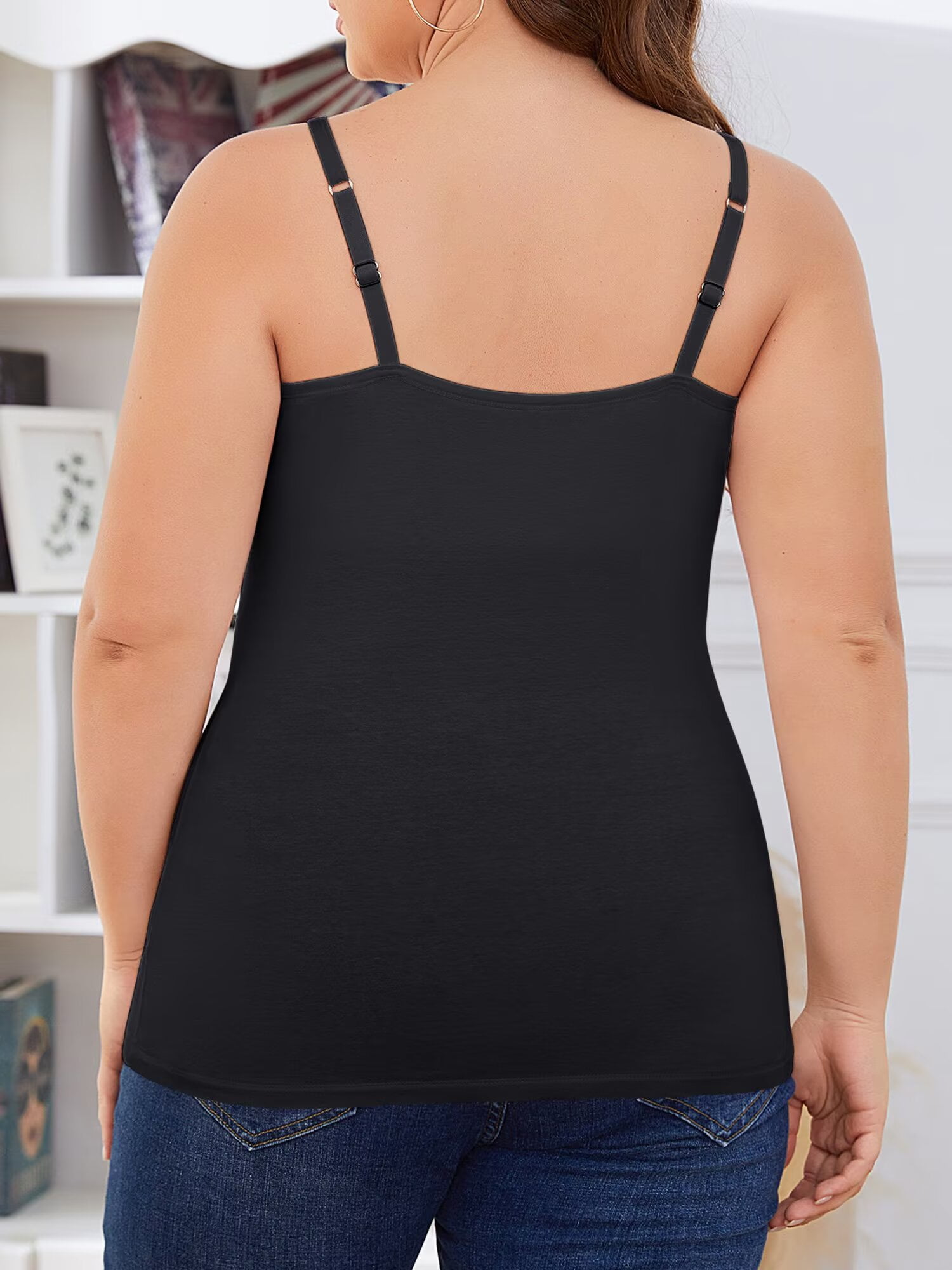 Plus Size Tank Tops for Womens Adjustable Strap Cotton Undershirt with Shelf Bra Casual Loose Camisole 1X-5X - image 5