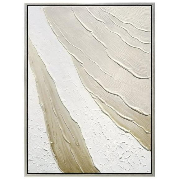 Metallic Waves Textured Hand Painted Framed Canvas Wall Art