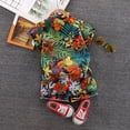 thumbnail image 6 of DAKIMOE Toddler Boy Clothes Boys Hawaiian Short Sleeve Button down Shirt Shorts Suit Leaf Floral Flower Summer Baby Boy Outfit, Green Flower, 3-4Y, 6 of 8