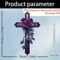 thumbnail image 3 of Purple Rose Cross Sun Visor Hanging Decoration - Rose Hanging Decor 2D Flat Stained Acrylic Stained Glass Hanging Decoration for Christmas Room Aesthetic Garden Yard and Balcony Decor - 1 Ornament, 3 of 8