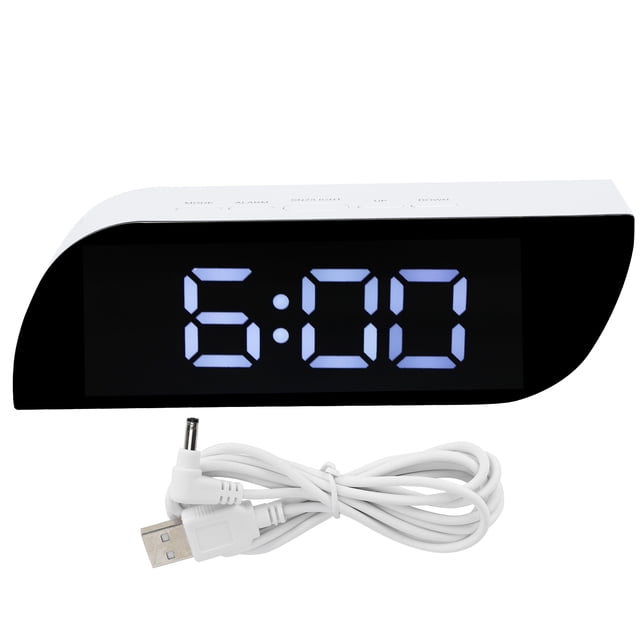 Reloj digital LED con conversión de 12/24 horas y brillo ajustable, despertador de cabecera GHY-0801 blanco