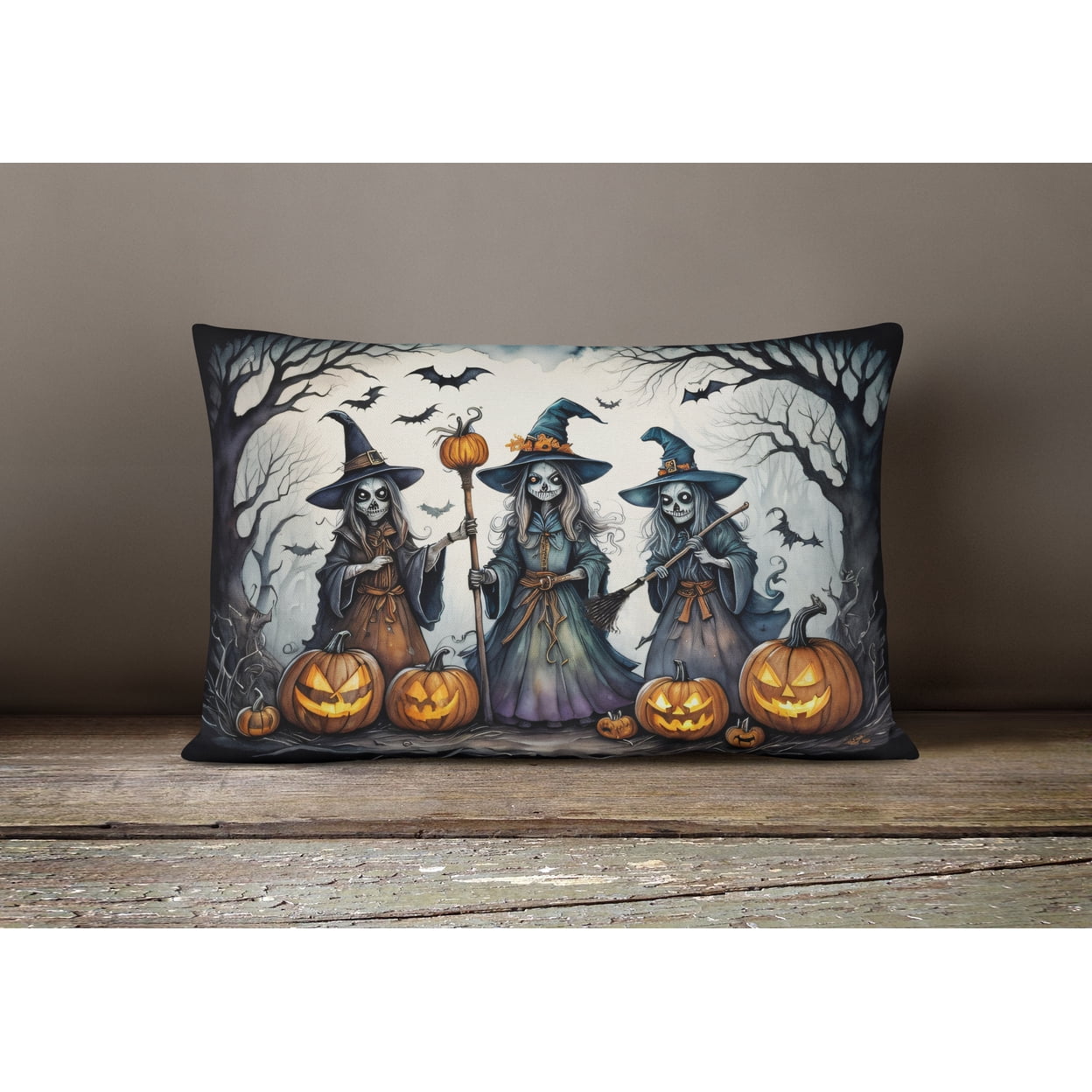 Carolines Treasures DAC2291PW1216 16 x 12 in. Unisex Witches Spooky Halloween Fabric Decorative Pillow