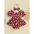 thumbnail image 5 of Elippeo Baby Girls Summer 3 6 12 18 Months Romper Dress Short Sleeve Daisy Print Sweet Romper with Headband, 5 of 10