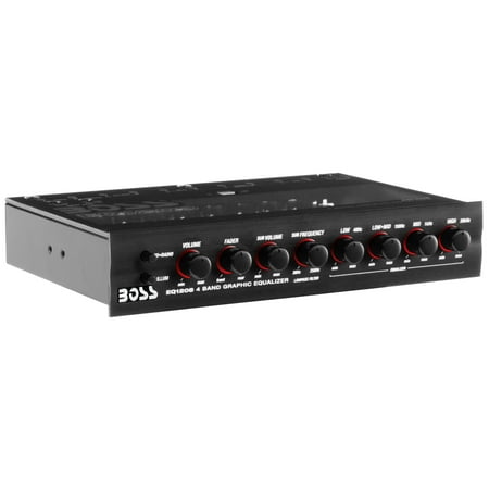 4 Band Pre-Amp Half-DIN Car Equalizer, Subwoofer Output, Dual Color Illumination
