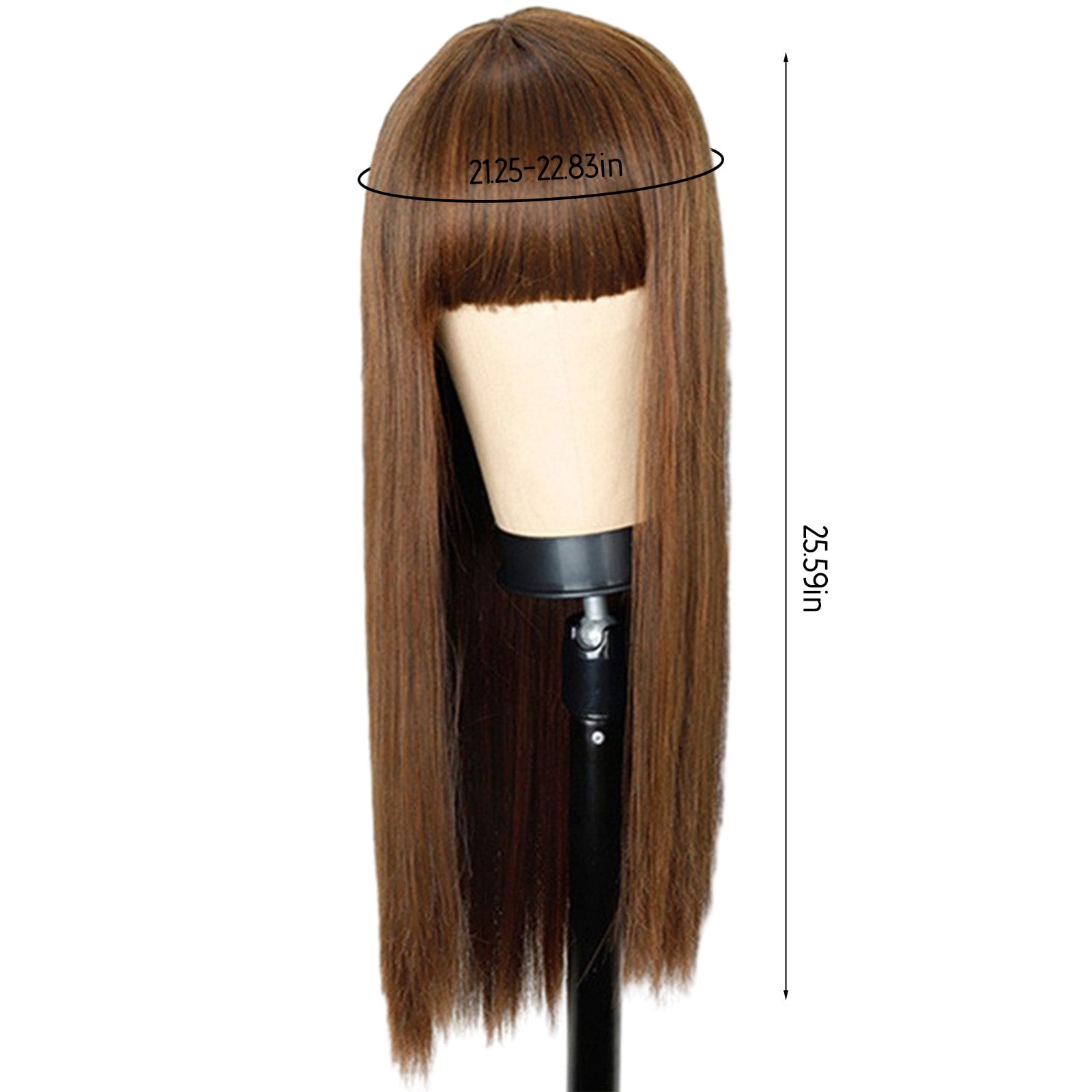 YSGFHGJW Human Hair Wig,Long Straight Wig With Bangs Hair Wig For Women Synthetic Natural Wig ,Various Colors Available,Daily Wear Party And Cosplay Soft Wig