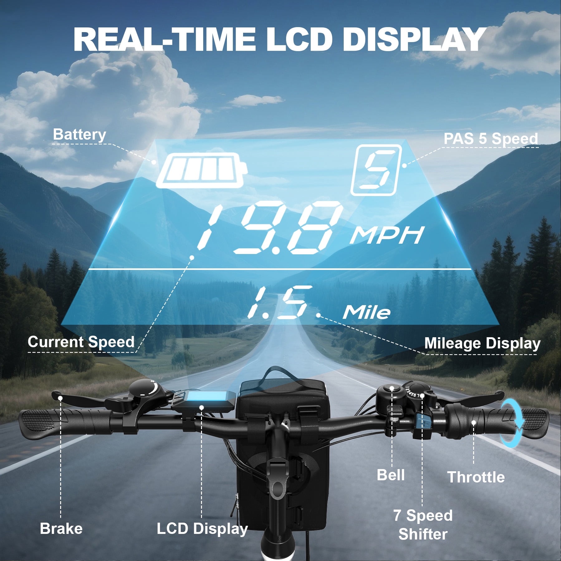 AIRWEST Electric Bike, 26'' Folding E Bike for Adults, Peak 750W Motor, 20MPH, Mountain E Bike with 48V 7.8Ah Lithium Battery, 40 Miles Range, UL2849
