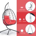 thumbnail image 4 of Egg Chair with Stand, Indoor Outdoor PE Wicker Hanging Egg Chair, Patio Swing Chair Basket Chair Hammock Chair with Stand for Bedroom Living Room Balcony, Red, 4 of 10