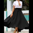 thumbnail image 4 of Vestido Bohemio, Elegante, Informal, de Cintura Alta y Estilo Irregular con Bolsillos para Mujer Negro XL, 4 of 9